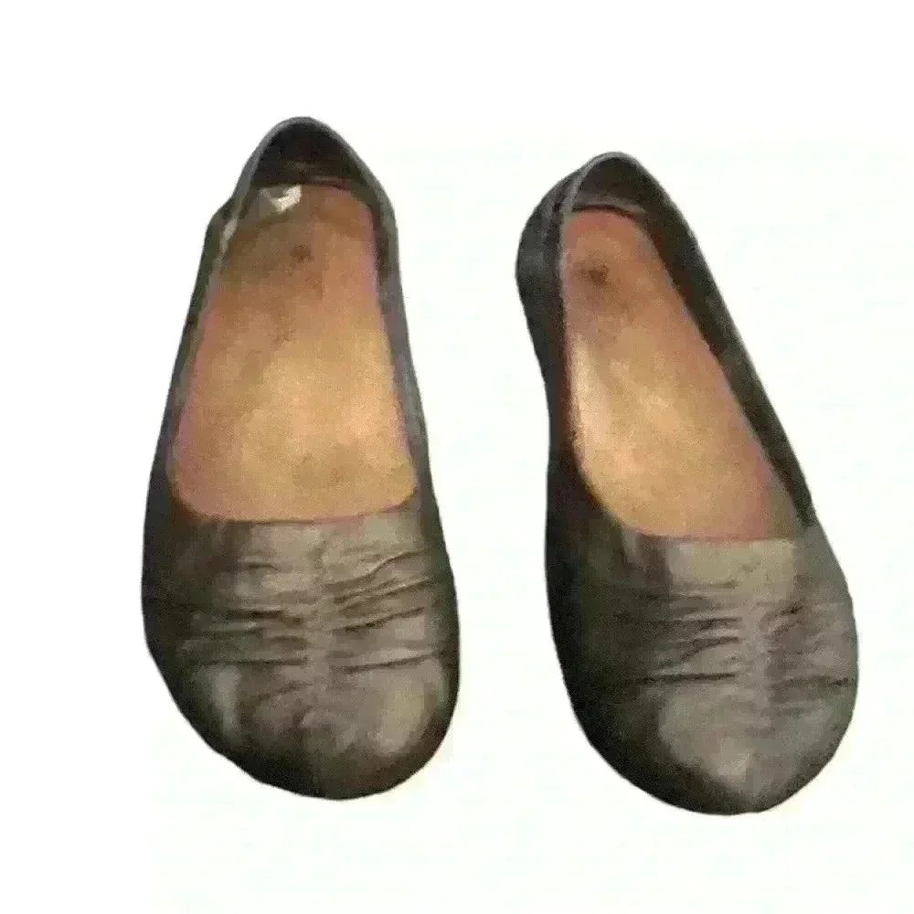 Red Willow Taos Metallic Bronze Ballet Flats Comfort Shoes Ruched Gathered Toe 7